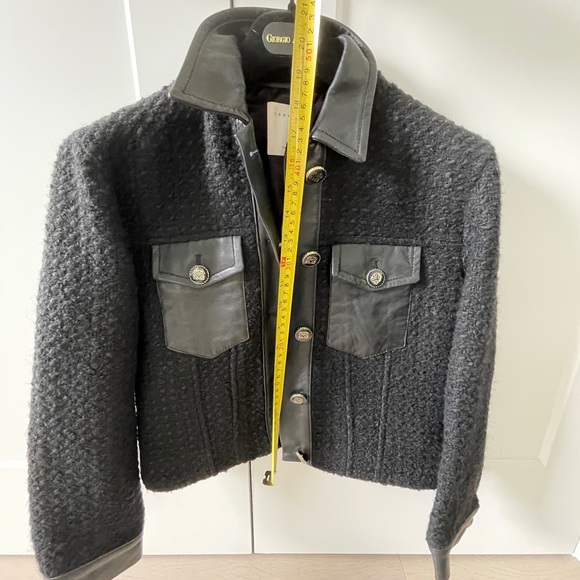 Sandro womens cropped leather tweed jacket in great condition - Picture 8 of 9